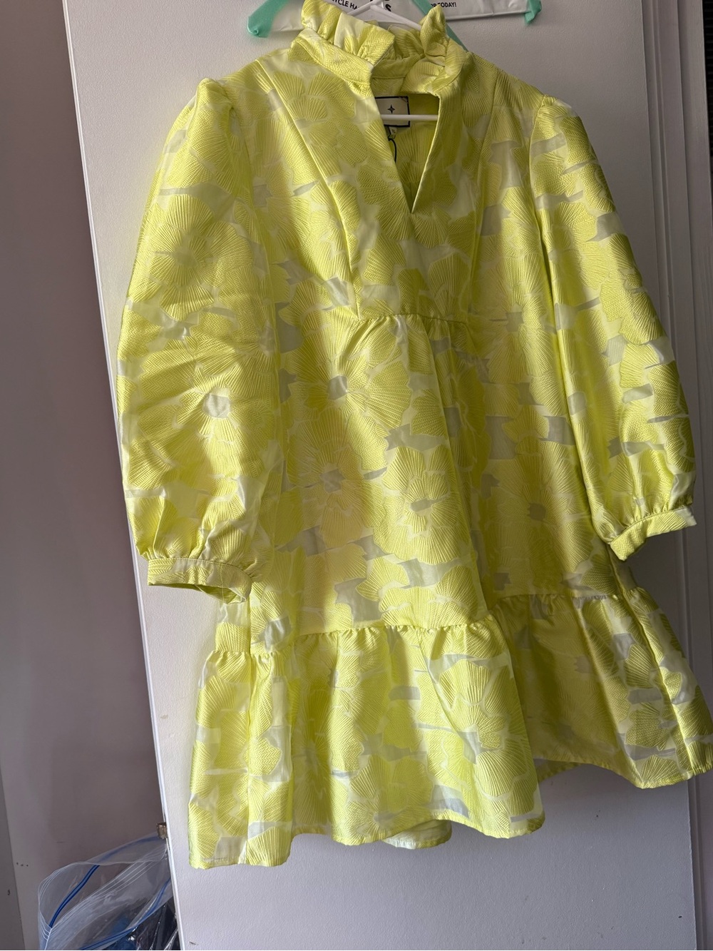 Tuckernuck Lemon Yellow Floral Tiered Dress Top